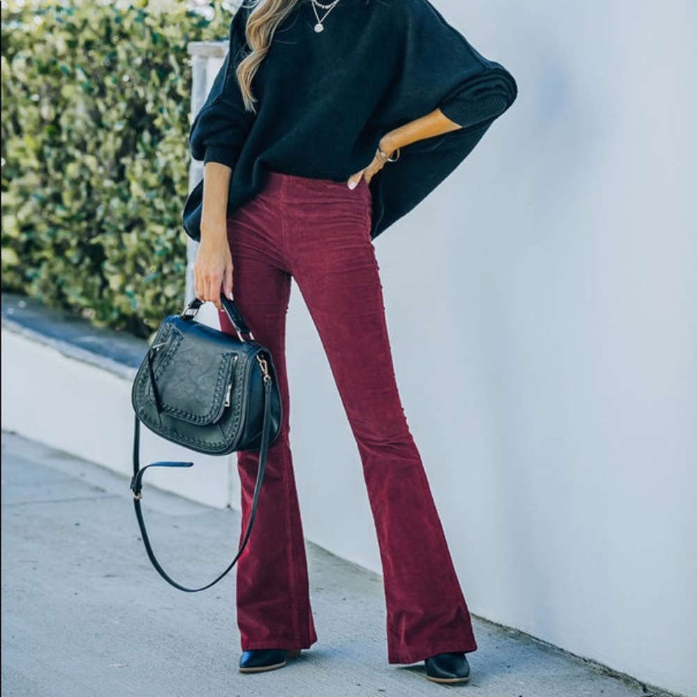 Vici Burgundy Flared Corduroys